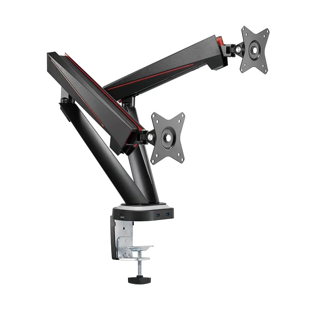 Dual Monitor Thin Gas Spring Monitor Arm With USB Ports